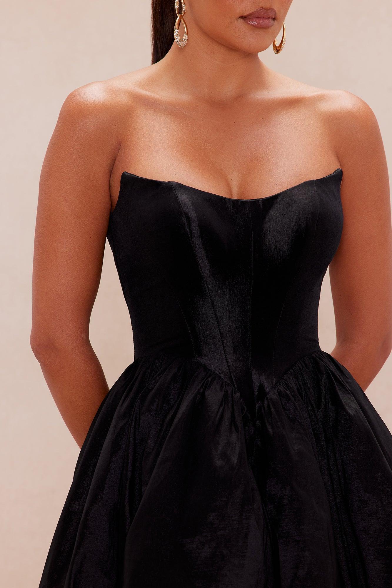 Aurora High Low Taffeta Gown - Black Product Image