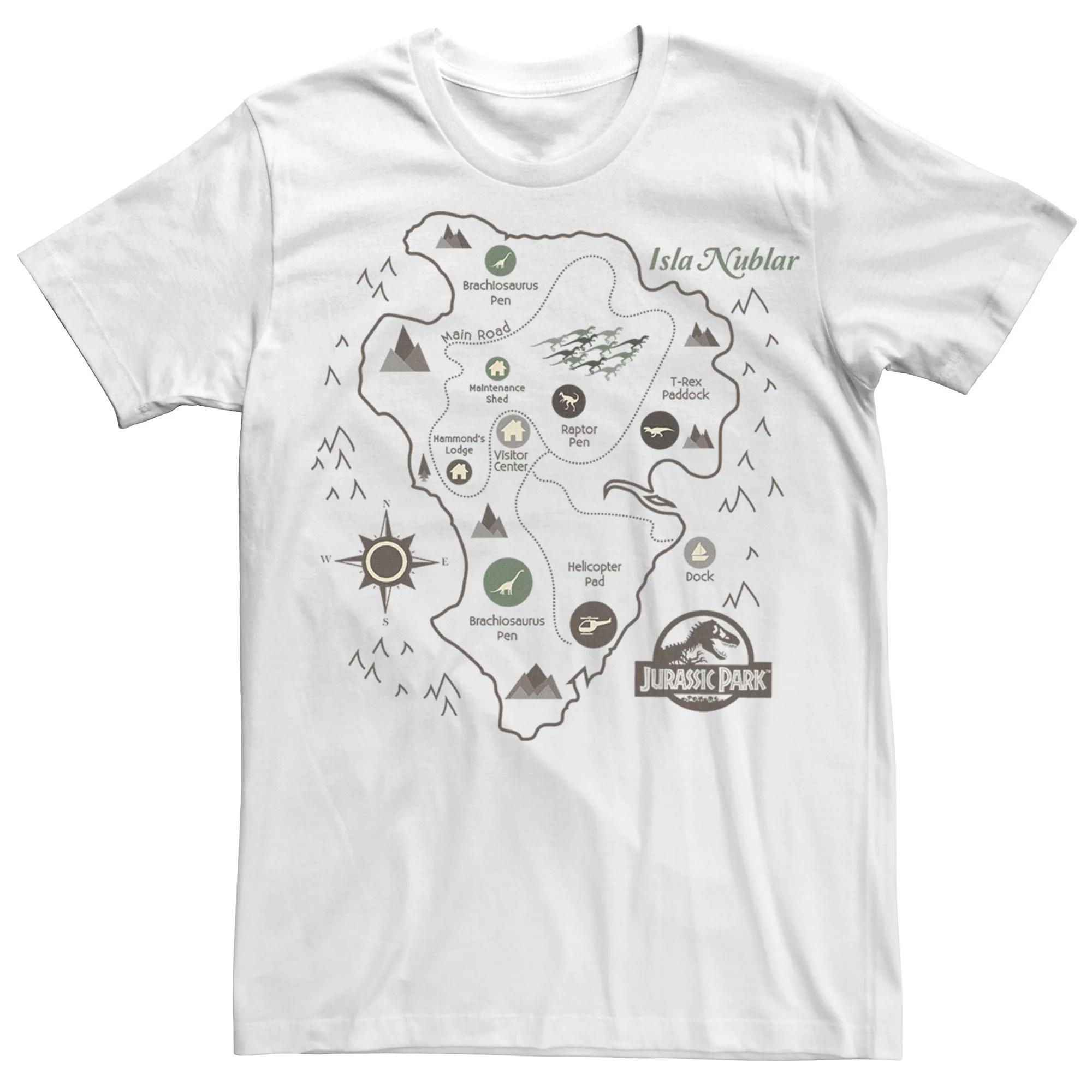 Men's Jurassic Park Map Tee, Size: XL, White Product Image
