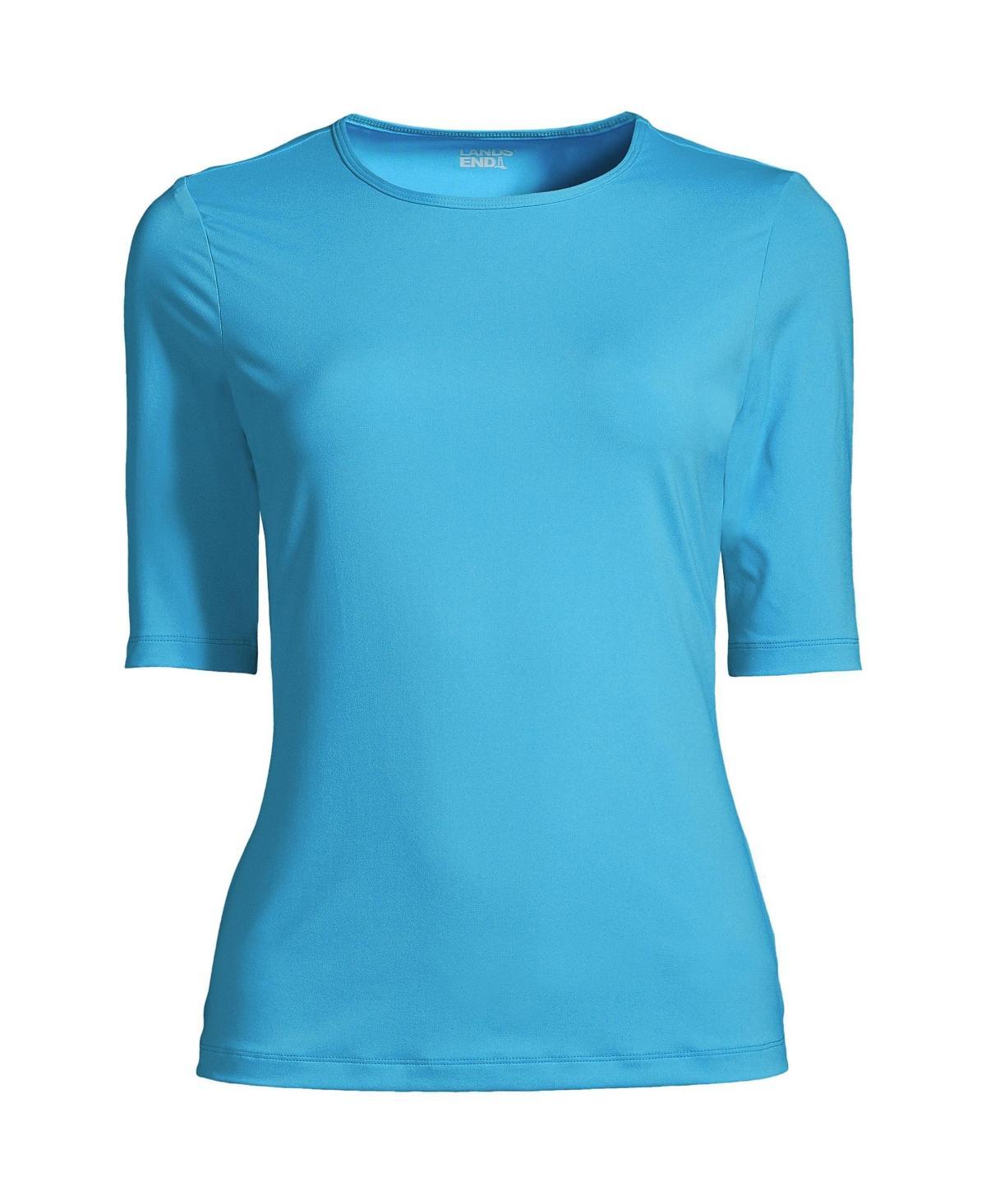 Women's Lands' End UPF 50 Elbow-Sleeve Rash Guard Swim Tee, Size: XL, Red Rose Stripe Product Image