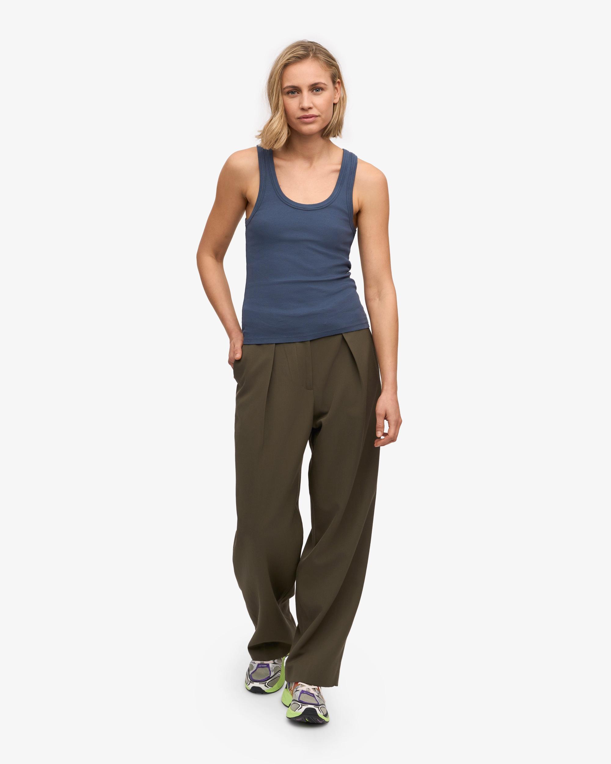 Women Organic Rib Tank Top - Coffee Brown Product Image