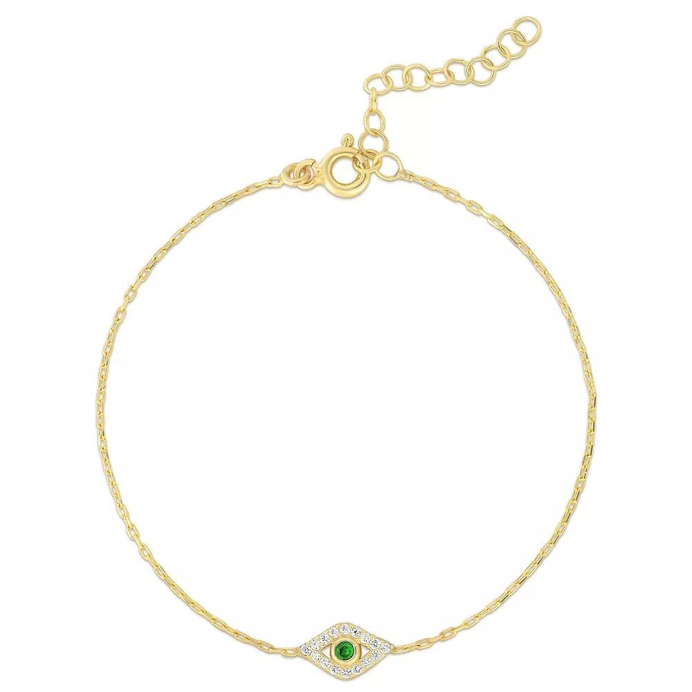 Sunkissed Sterling Cubic Zirconia Eye Bracelet, Womens Green Product Image
