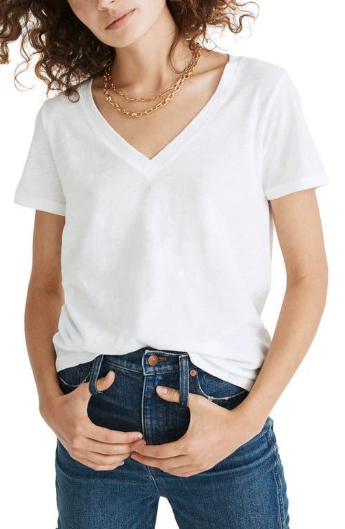 Madewell Whisper Cotton V-Neck Tee (Optic ) Women's Clothing Product Image