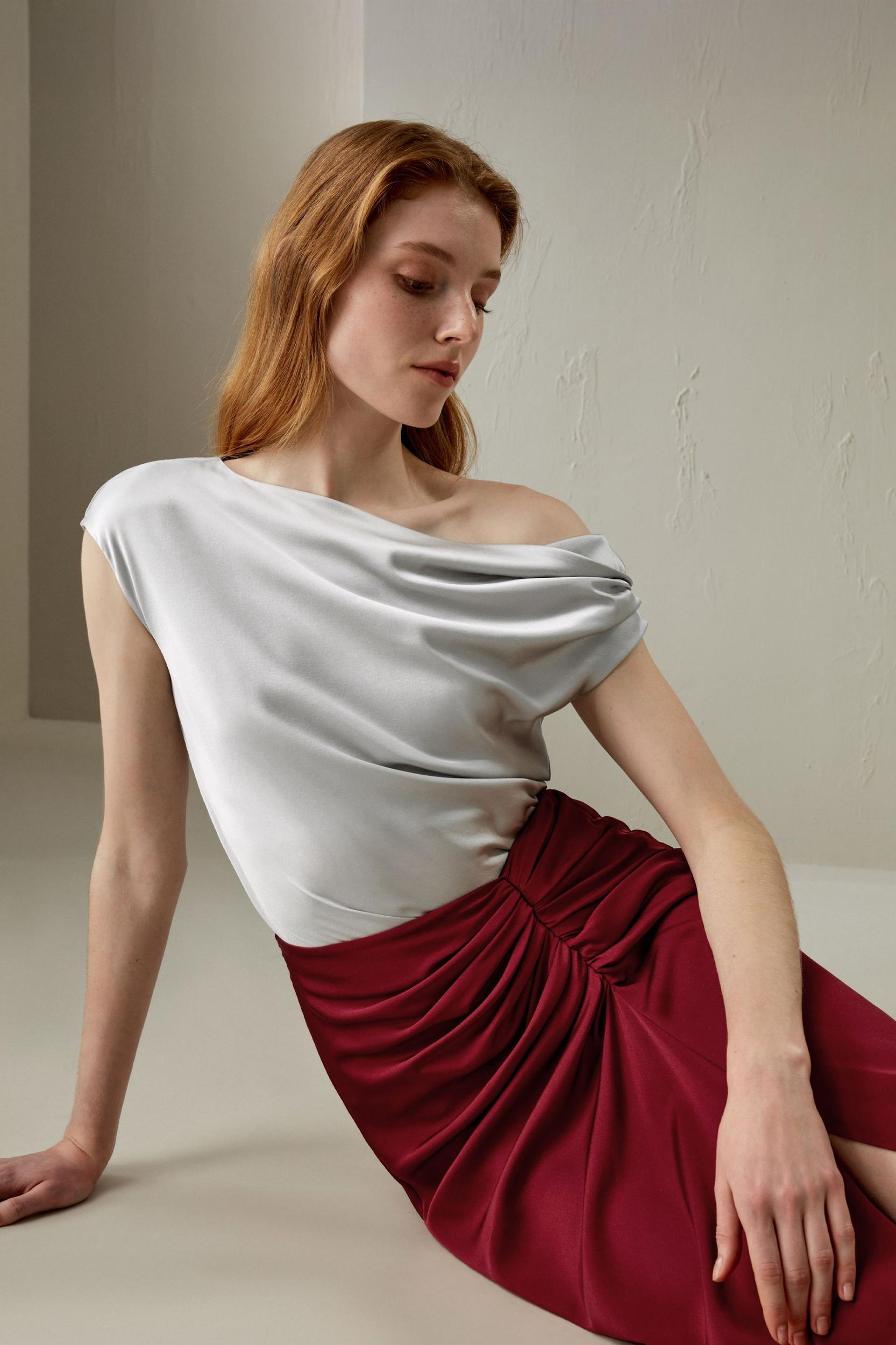 Boat Neck Silk Top Product Image
