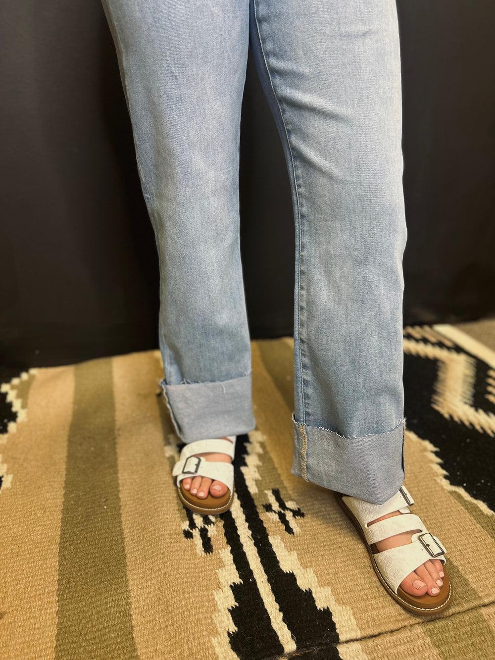 High Rise Light Wash Straight Leg Jeans Product Image