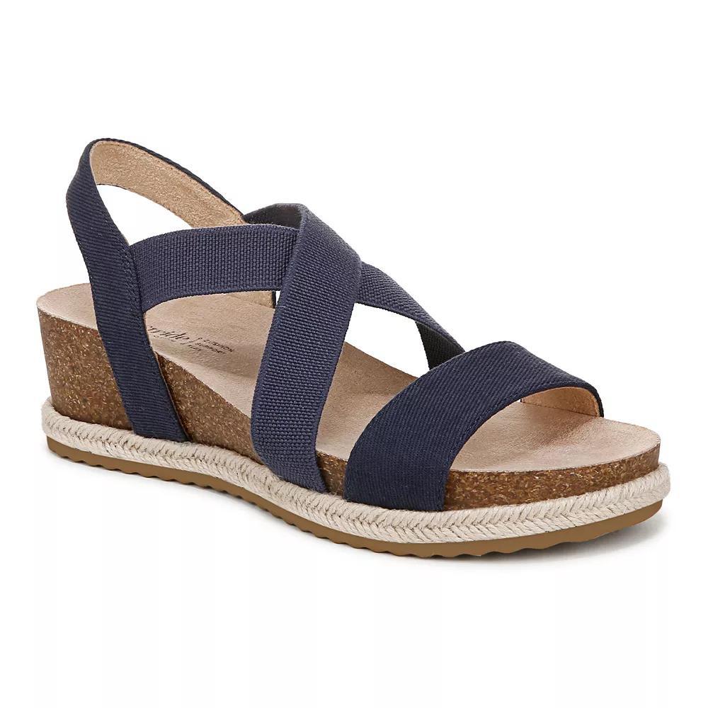 LifeStride Breeze Women's Strappy Wedge Sandals, Size: 6 Wide, Blue Fabric Product Image