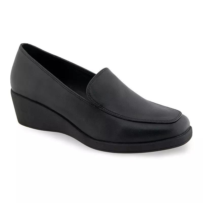 Aerosoles Tart Women's Wedge Heel Loafers, Size: 7.5, Black Faux Leather Product Image