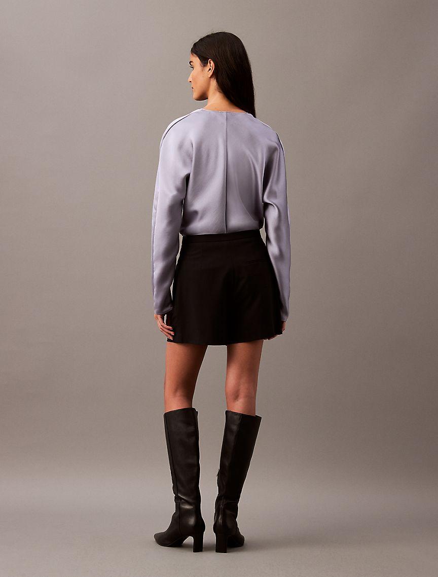 Satin V-Neck Blouse Product Image