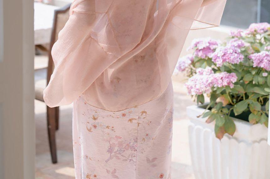 Sleeveless Halter Floral Midi Qipao / Light Jacket / Set Product Image