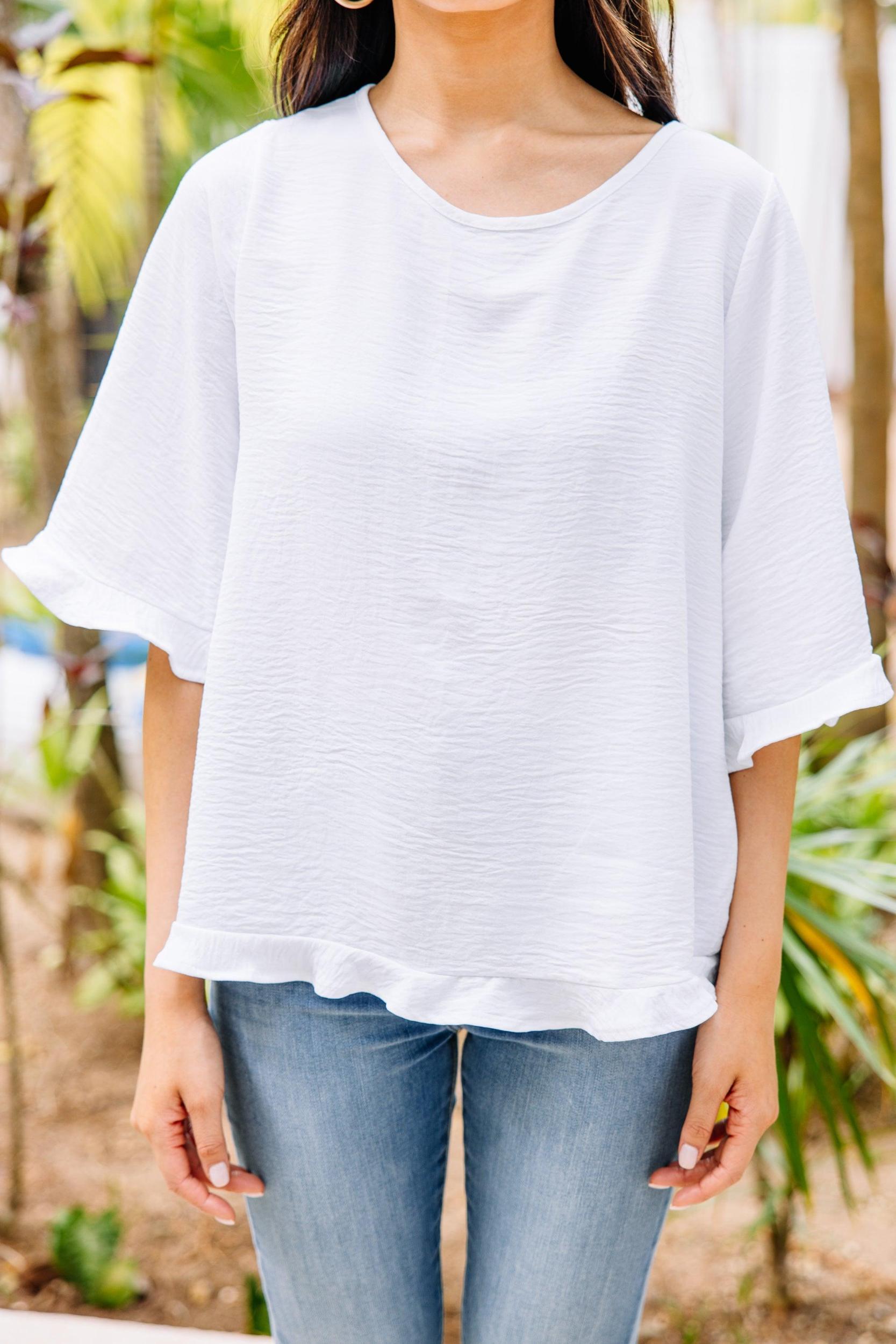 All You Have To Do White Ruffle Blouse Female Product Image