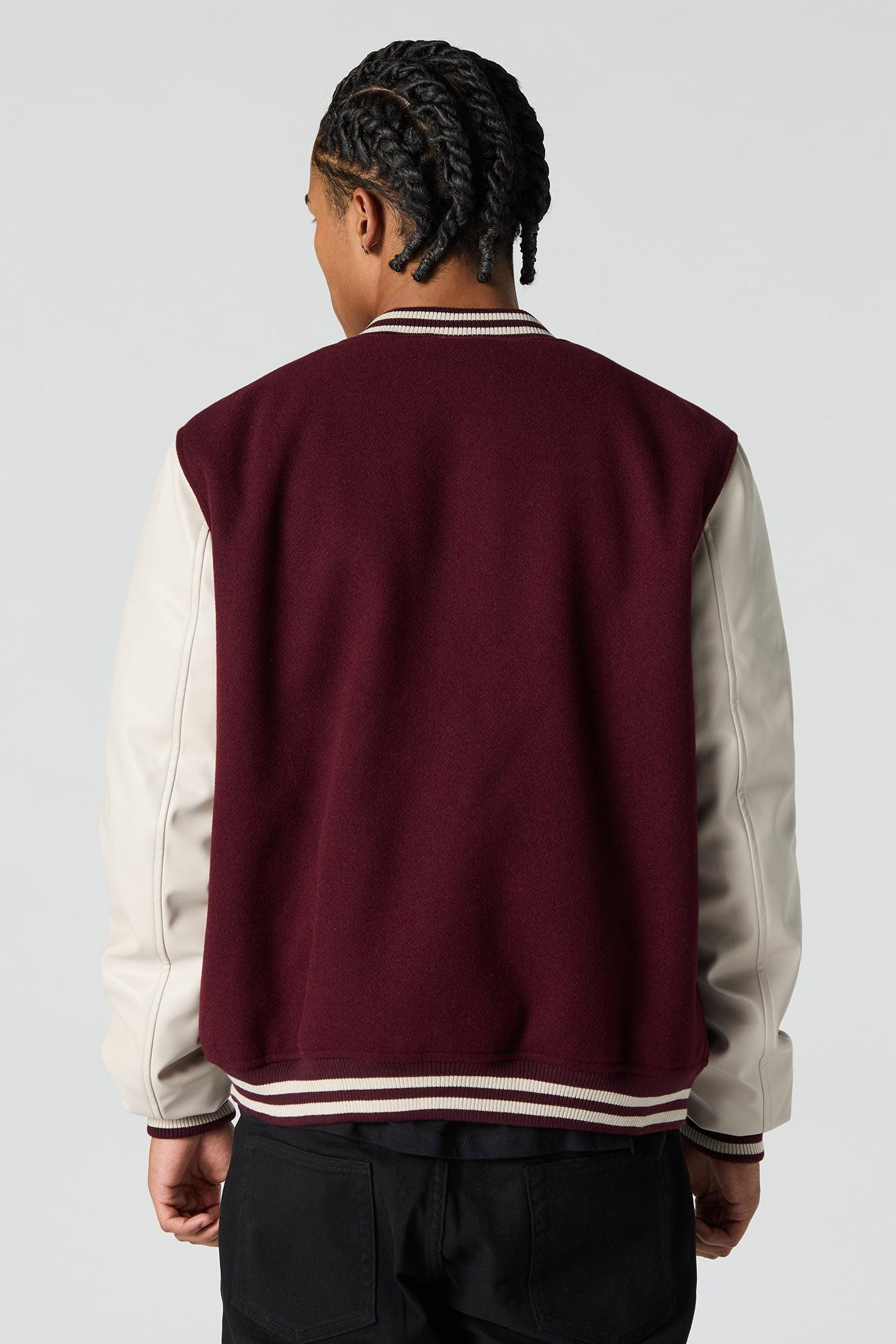 City Embroidered Fleece Varsity Jacket Male Product Image