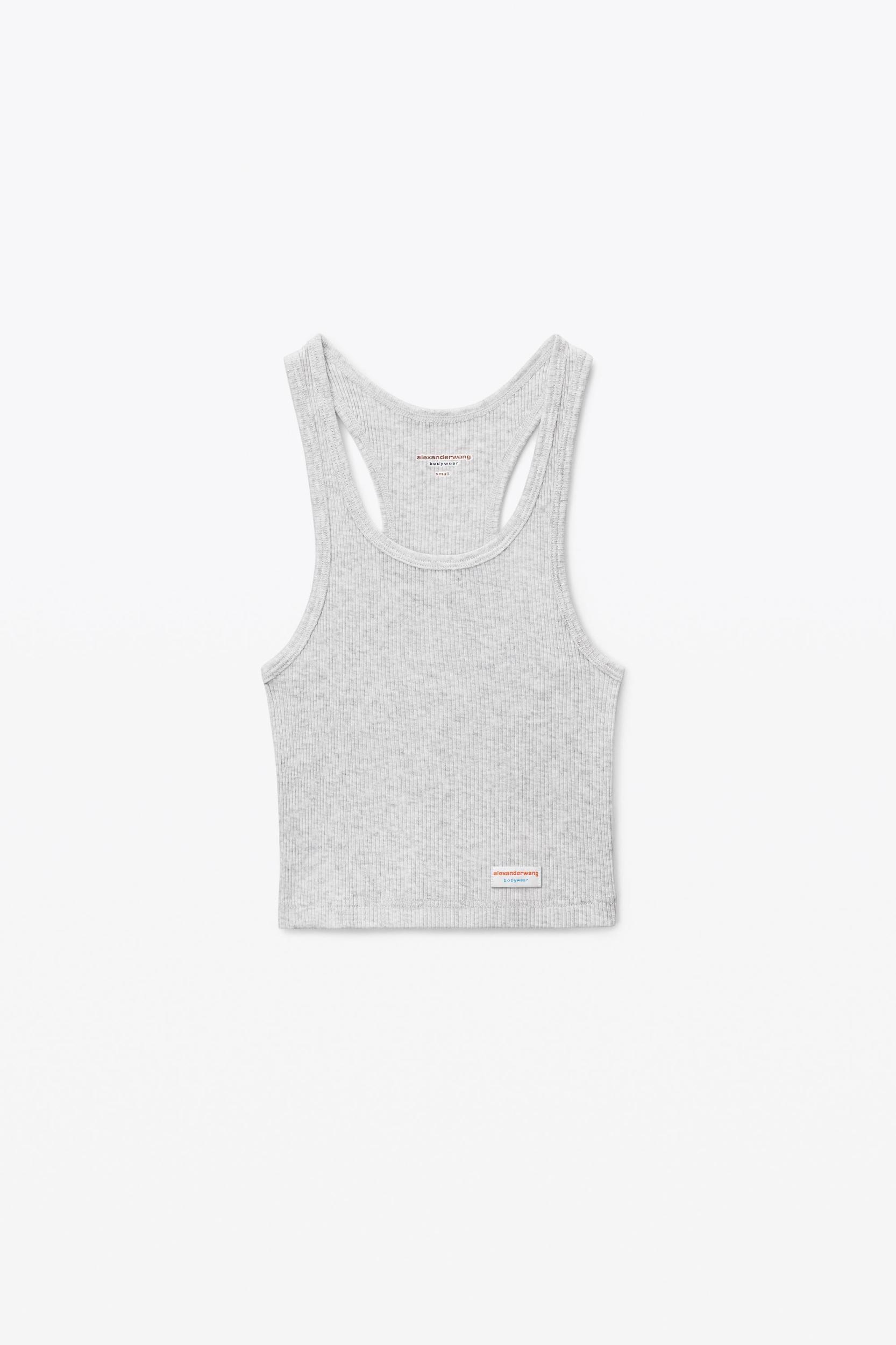 Cropped Racerback Tank In Ribbed Cotton Jersey Product Image