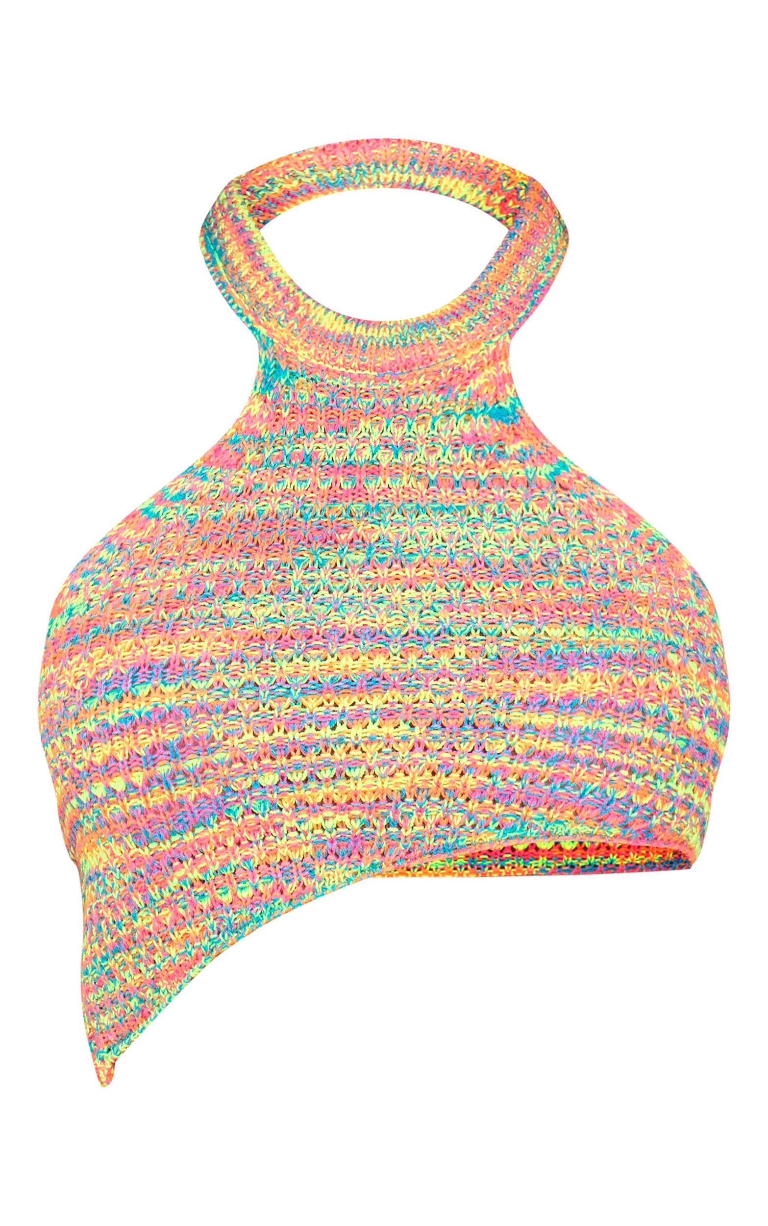 Petite Multi Knitted Halterneck Crop Top Product Image