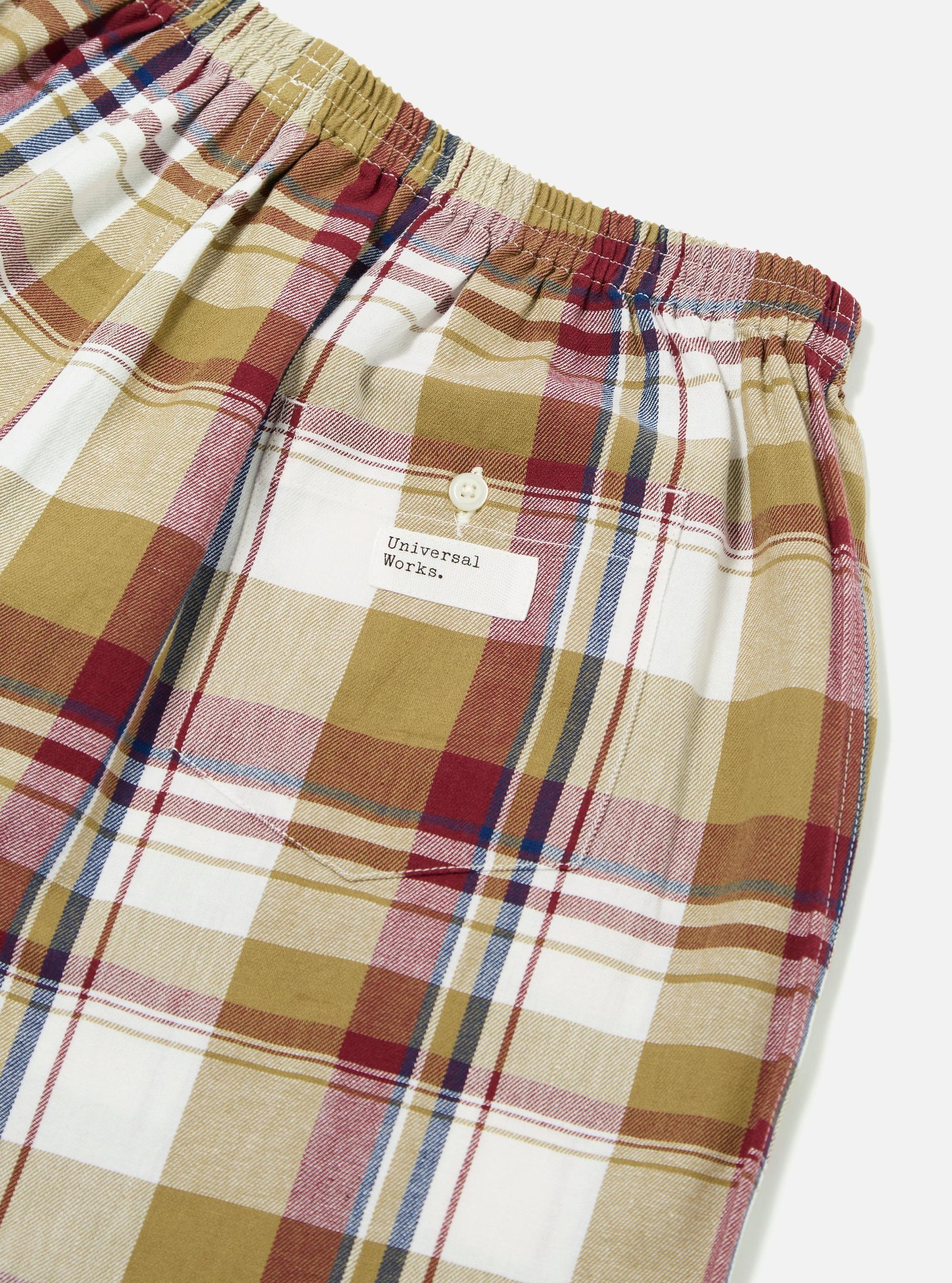 Universal Works Boxer Short in Red/Brown Kip Check Product Image