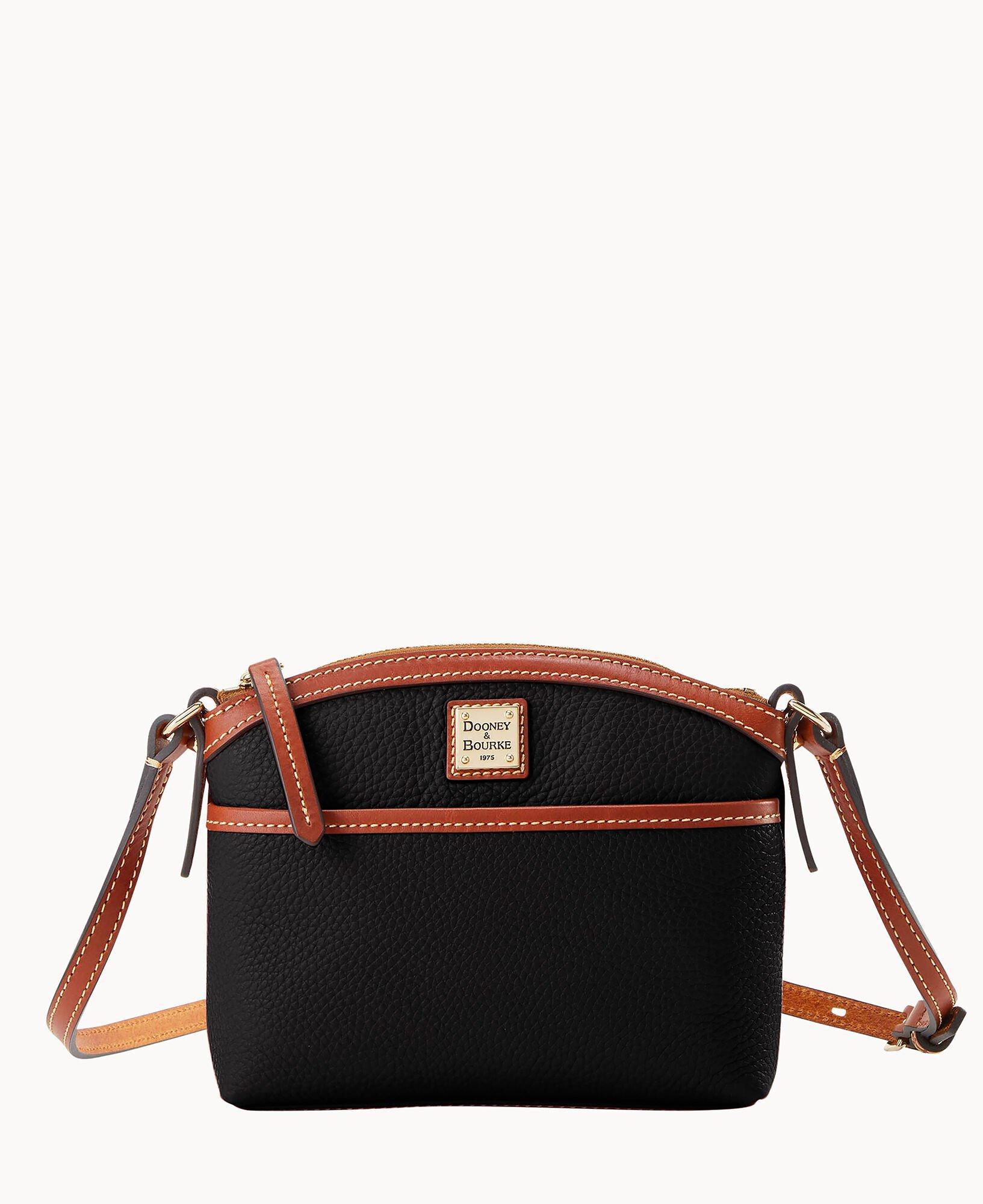 Dooney & Bourke Womens Pebble Grain Domed Crossbody Leather Shoulder Bag in Black Product Image