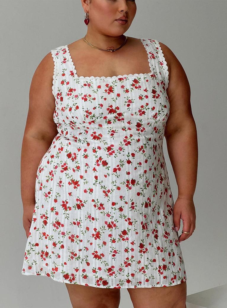 Dasha Mini Dress White Floral Curve Product Image