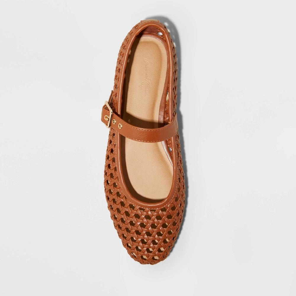Womens Sylvia Woven Mary Jane Ballet Flats with Memory Foam Insole - Universal Thread Cognac 9.5: Cushioned Footbed, Flexible Outsole Product Image