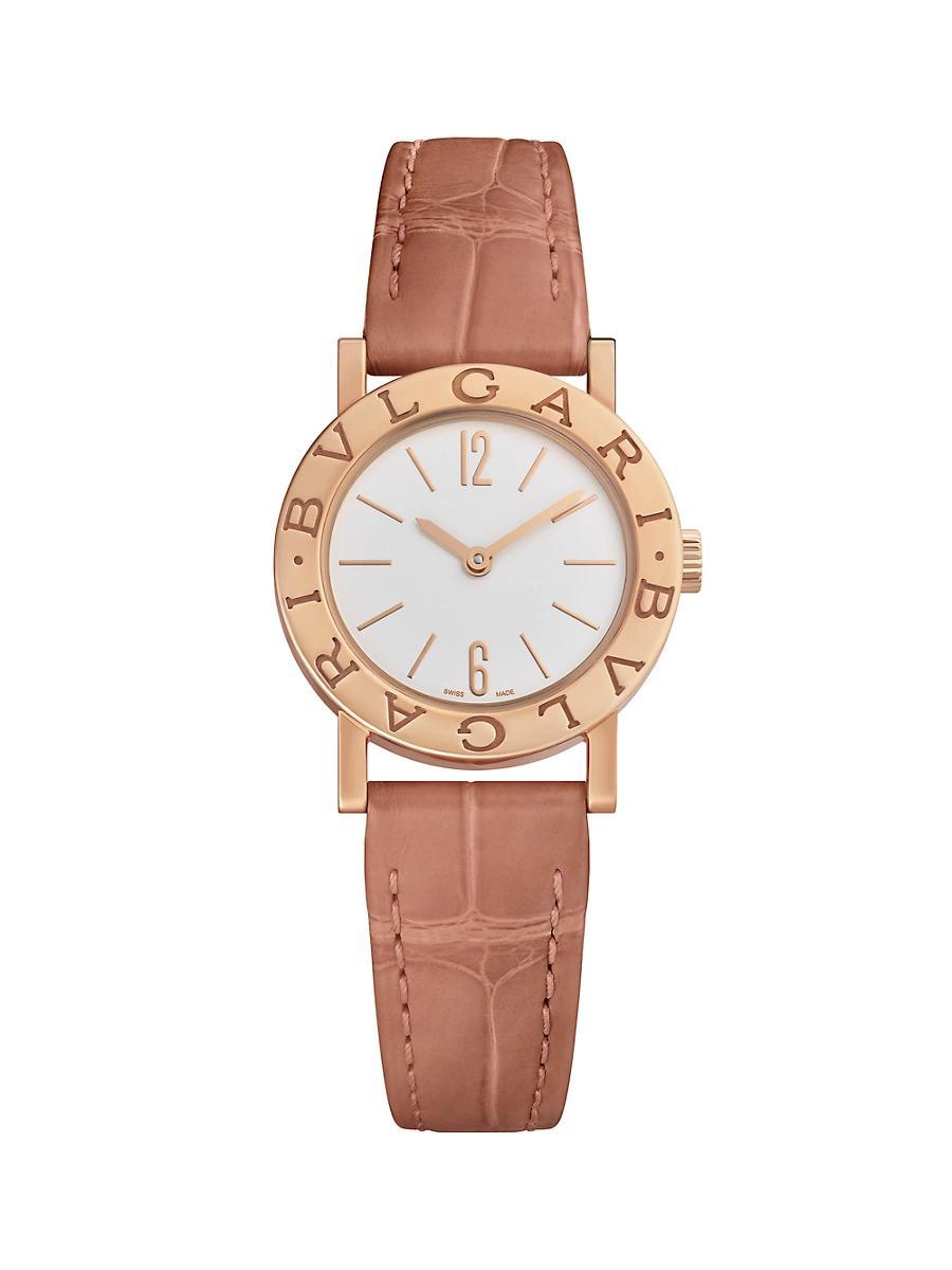 Womens BVLGARI BVLGARI 18K Rose Gold & Alligator Leather Strap Watch/26MM Product Image
