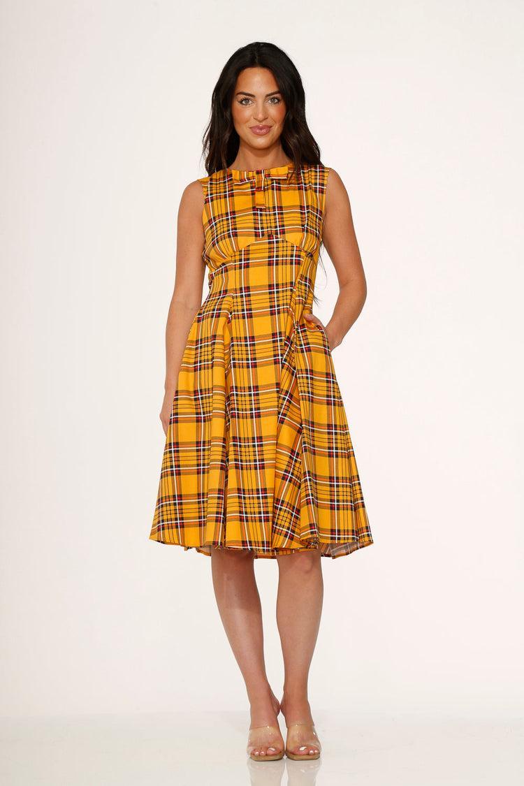 Yellow Plaid Swing Dress Product Image