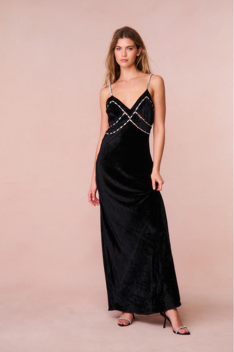 Corrino Velvet Embellished Maxi Dress Product Image