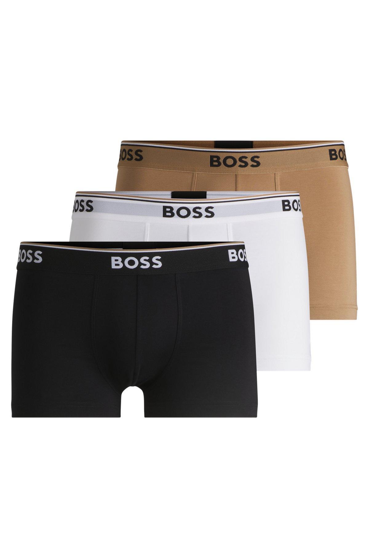 Three-pack of stretch-cotton trunks with logo waistbands Product Image