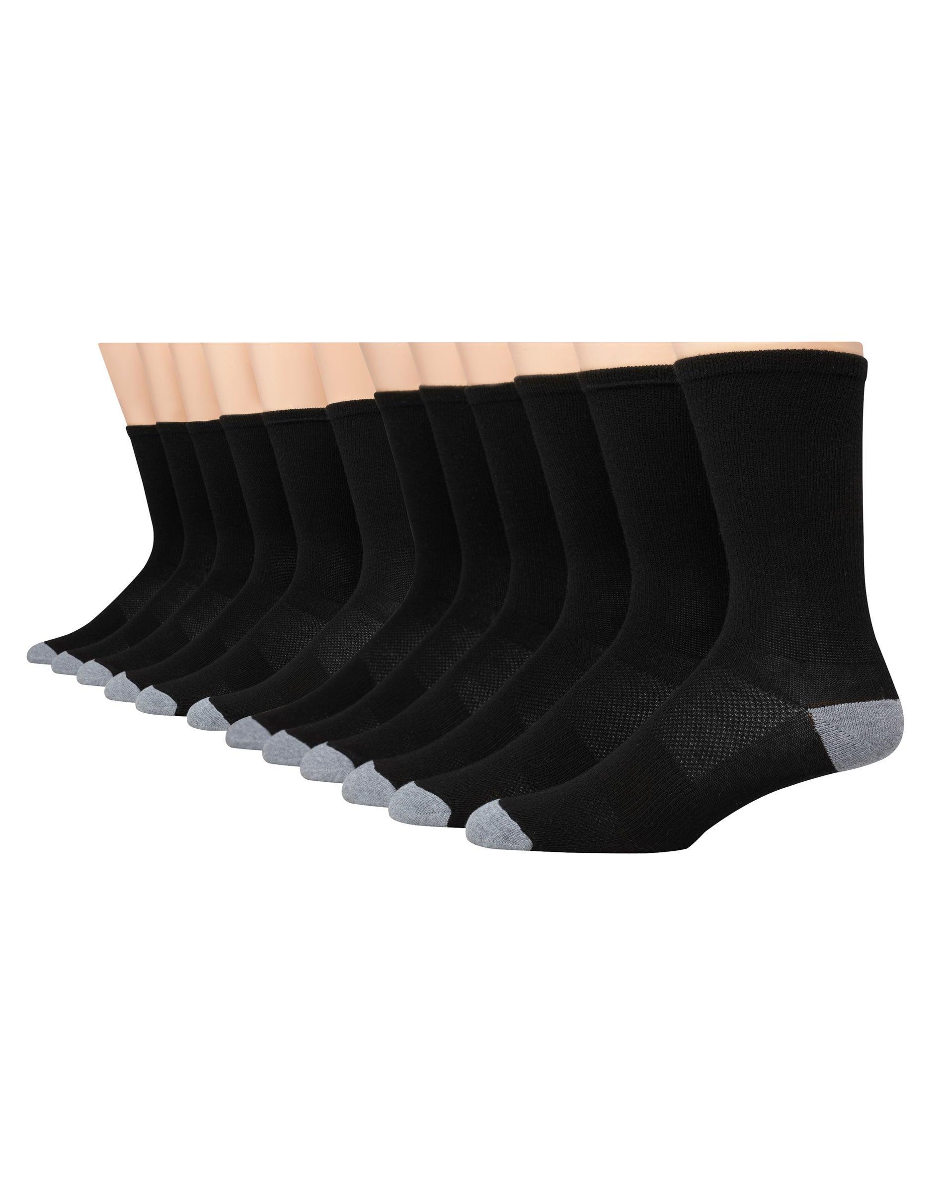 Hanes X-Temp Mens Lightweight Crew Socks, Shoe Sizes 6-12, 12-Pairs White Product Image
