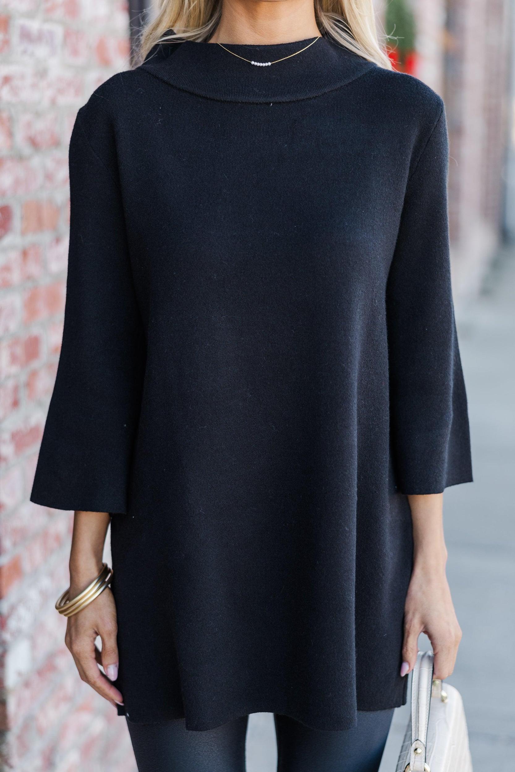 With Ease Black Mock Neck Sweater Tunic Female Product Image