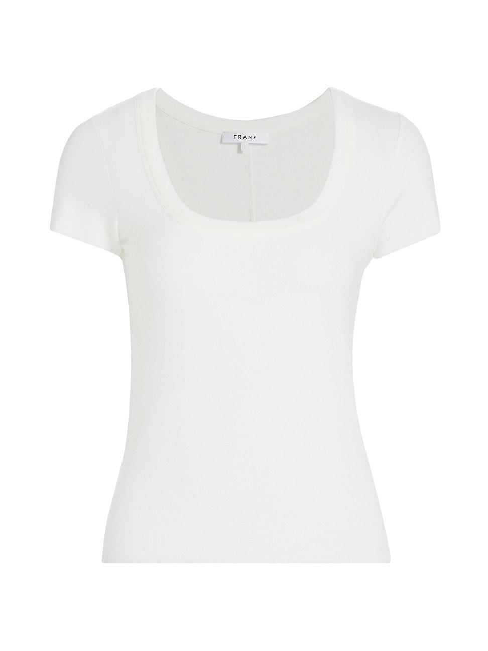 FRAME Scoop Neck Rib Baby Tee in Black at Nordstrom, Size X-Small Product Image