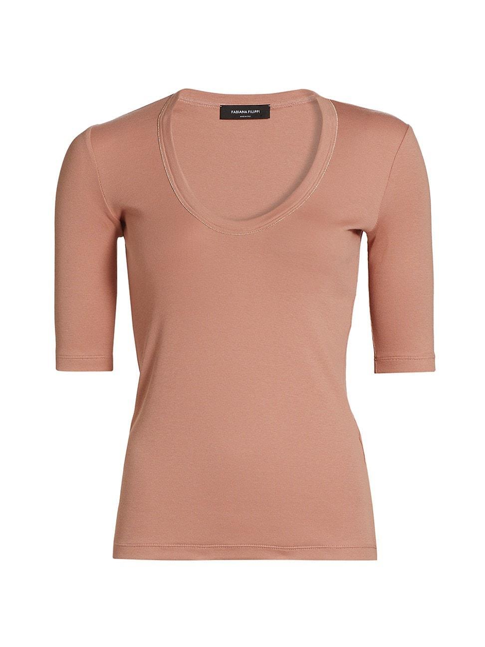 Womens Glitter-Trim Jersey T-Shirt Product Image