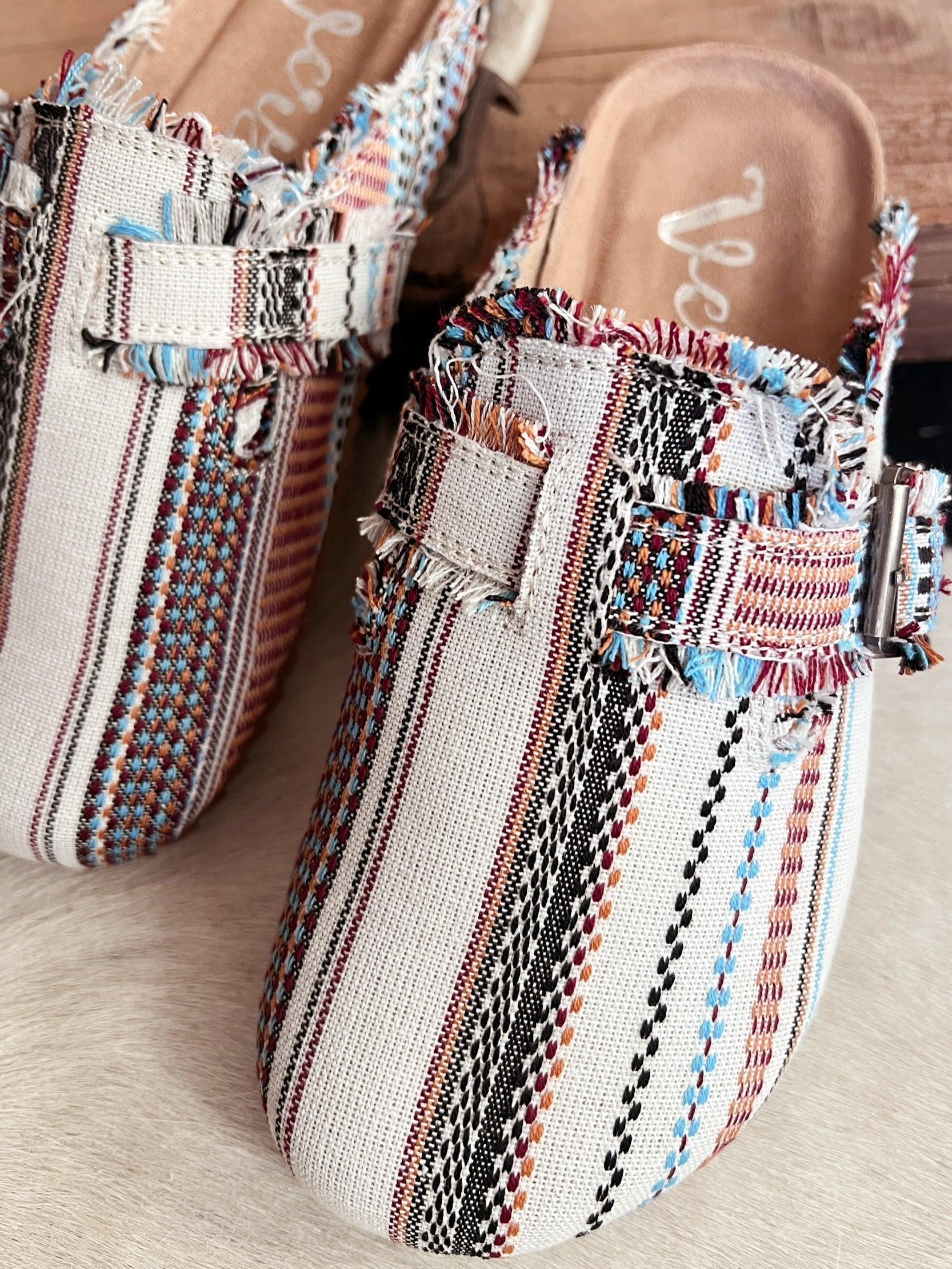 Serape Cream Basket Clog Shoes Product Image