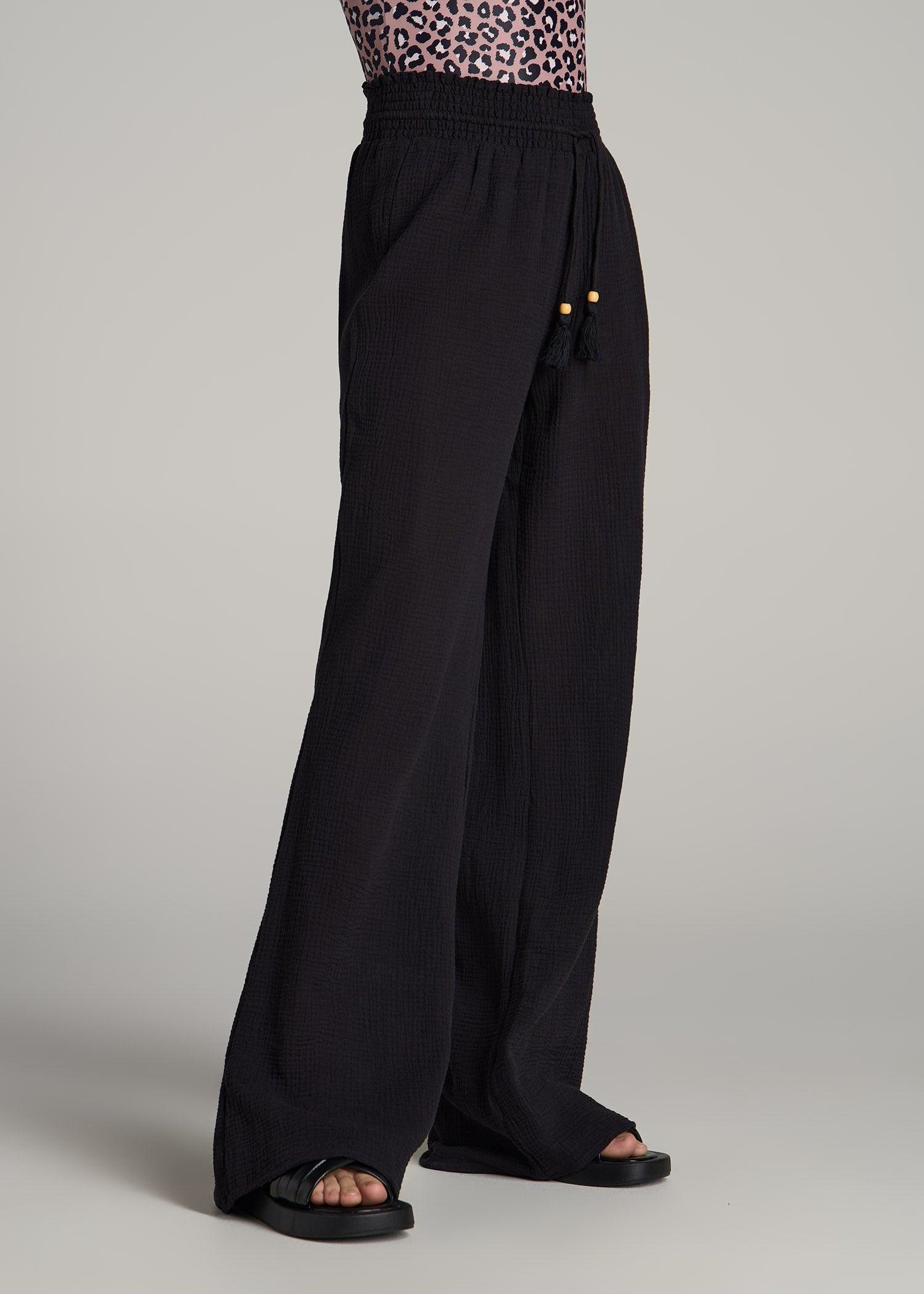 Gauze Cover Up Pants for Tall Women in Bright White Female Product Image