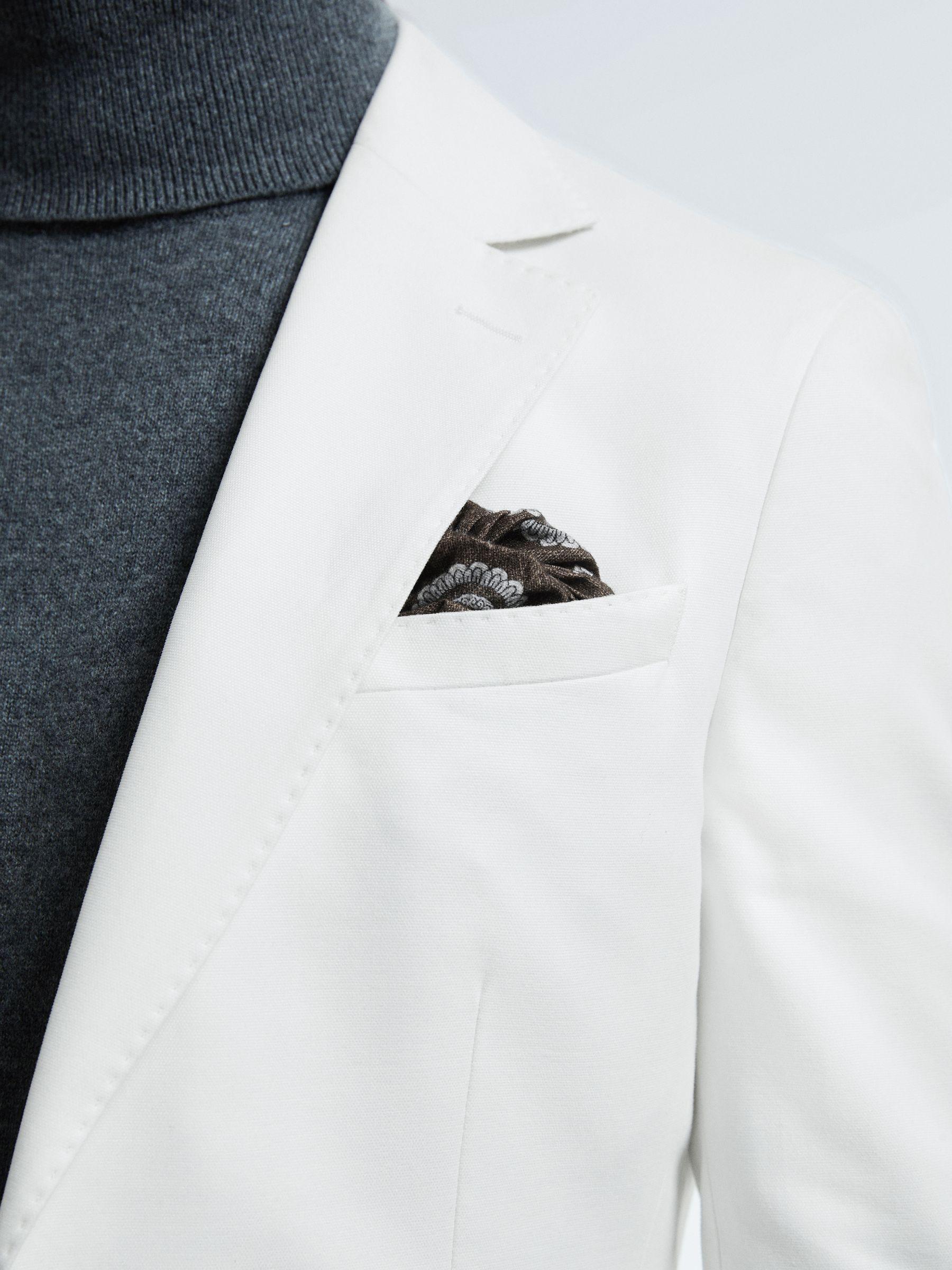Atelier Sea Island Cotton Slim Fit Single Breasted Blazer in White Product Image