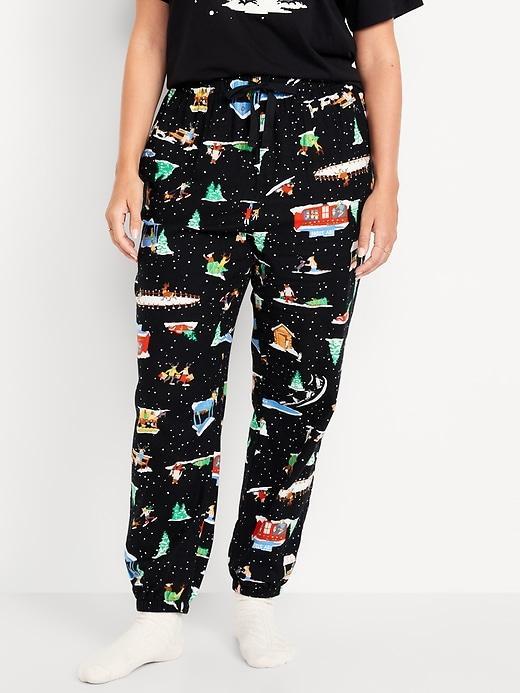 High-Waisted Flannel Pajama Joggers for Women Product Image