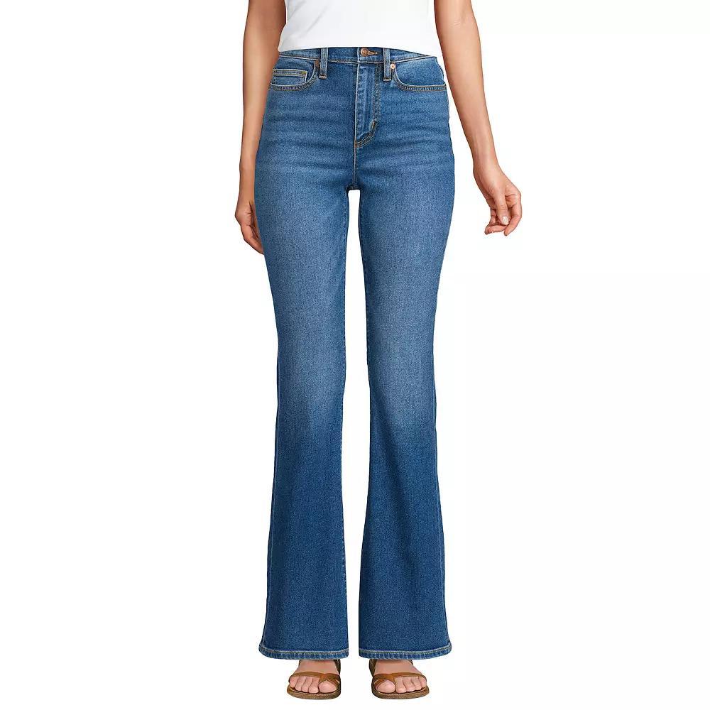 Womens Lands End Recover Denim HR Skinny Flare Jeans Blue Tide Blue Product Image