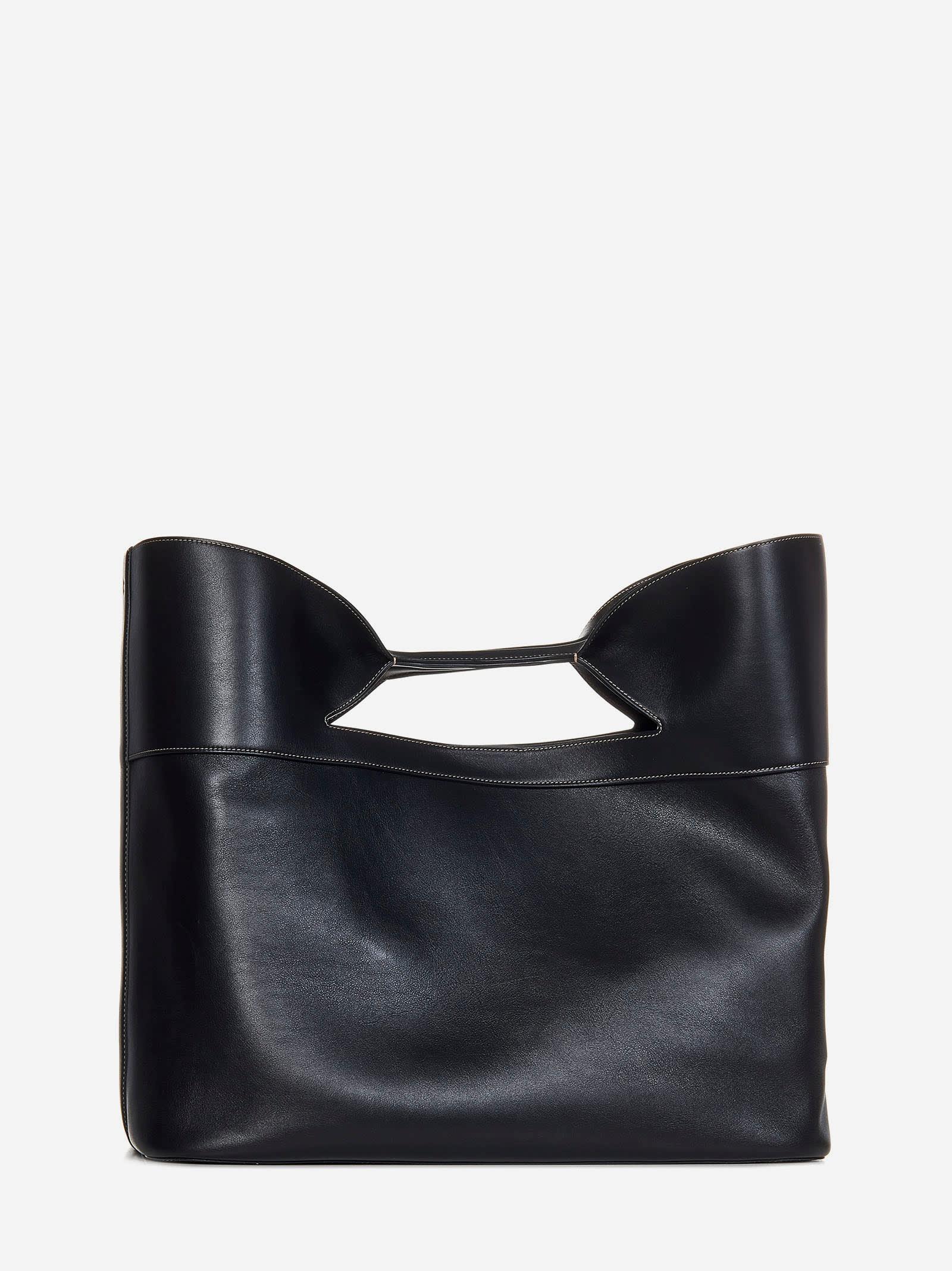 ALEXANDER MCQUEEN The Bow Small Leather Top-handle Bag In Black Product Image