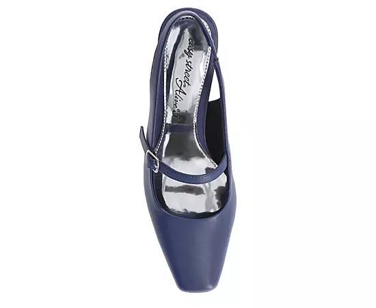 Easy Street Womens Cameo Square Toe Slingback Pumps Blue Satin Product Image