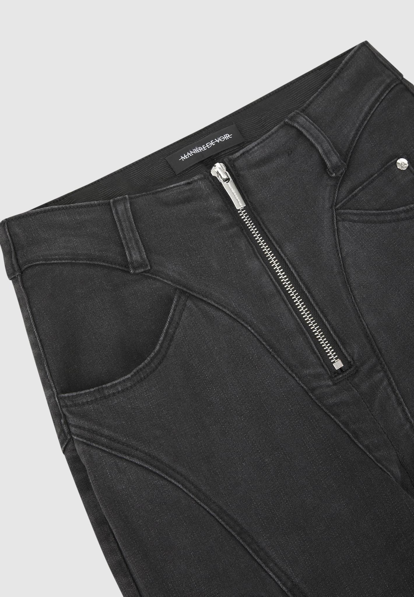 Cargo Pocket Skinny Jeans - Washed Black Female Product Image