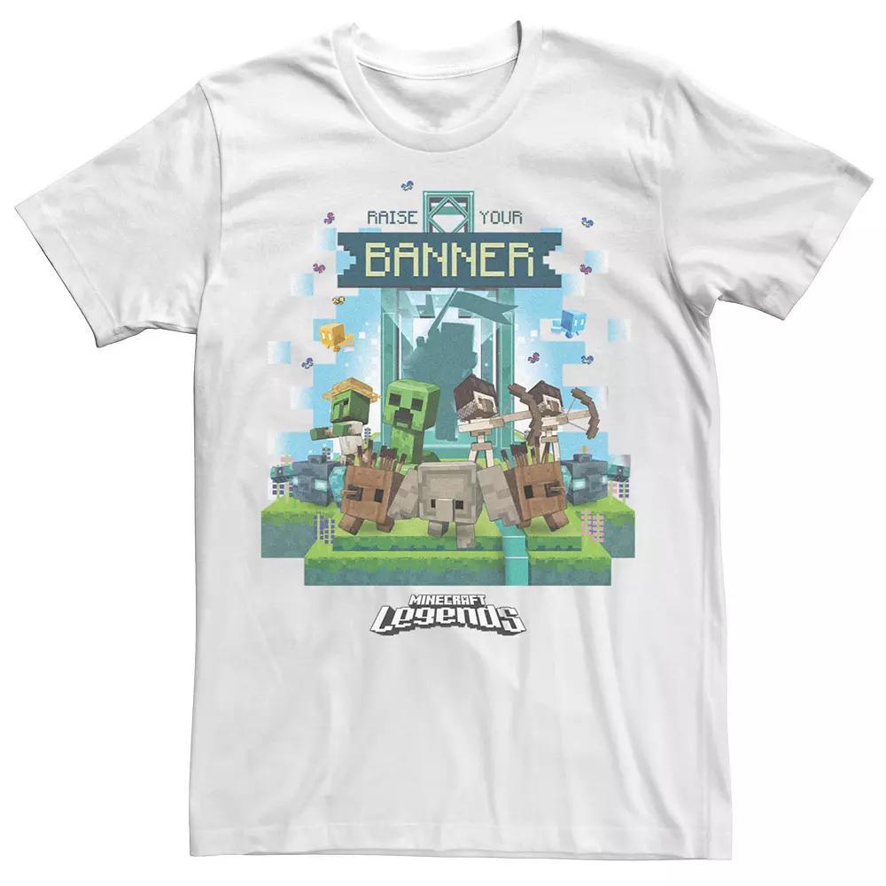 Men's Minecraft Legends Raise Your Banner Defeat the Mobs Graphic Tee, Size: XXL, White Product Image