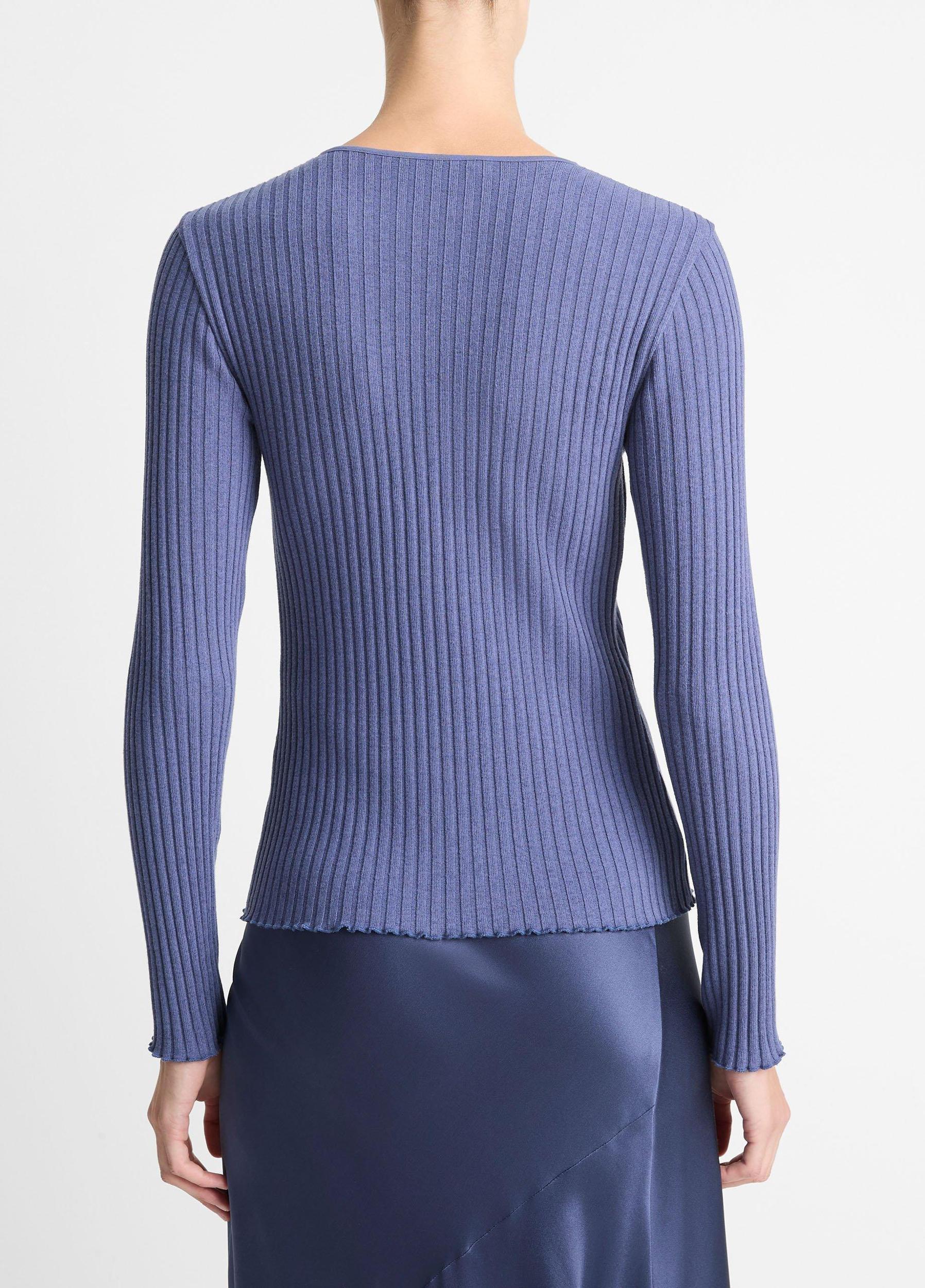 Womens Ribbed Cotton-Blend Henley, Off White, Size XL Vince Product Image