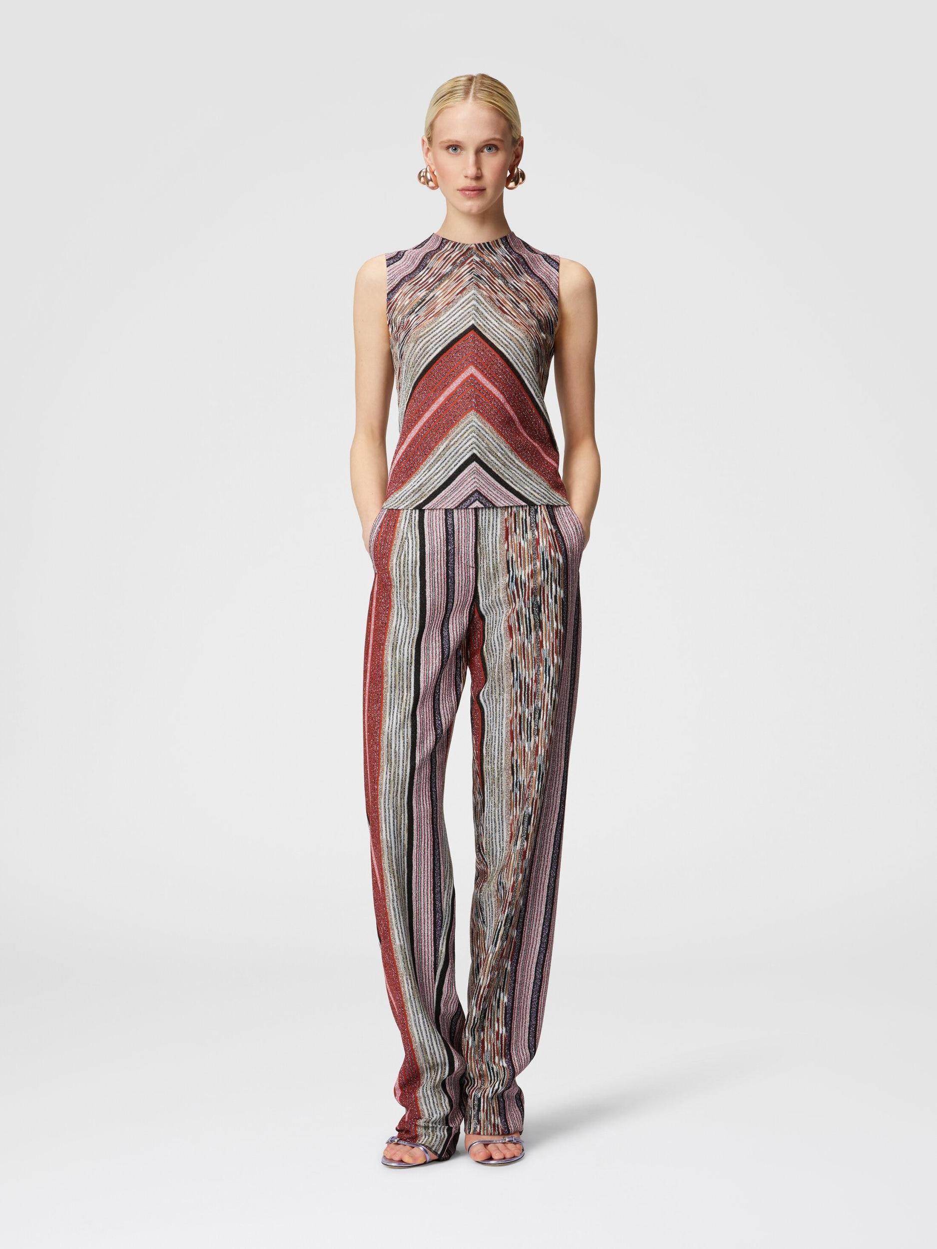 Sleeveless top in lamé slub viscose Product Image