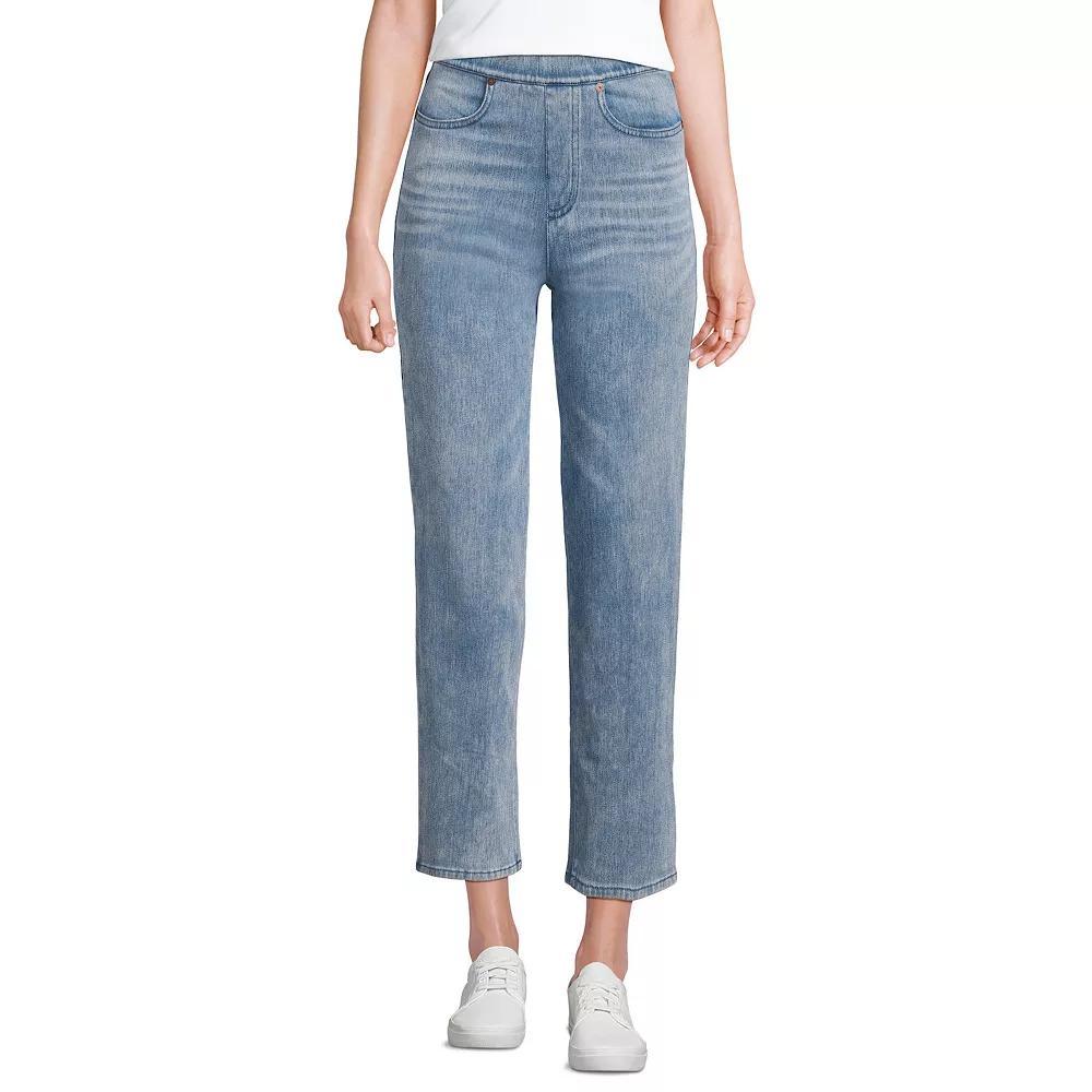 Petite Lands' End High Rise Pull On Denim Crop Pants, Women's, Size: Large Petite, Light Brook Product Image