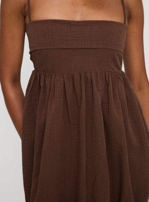 Layken Bubble Hem Mini Dress Chocolate Tall Product Image