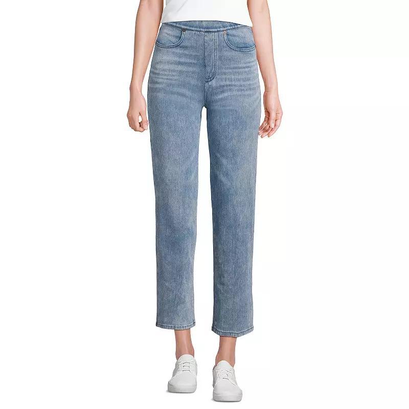 Petite Lands' End High Rise Pull On Denim Crop Pants, Women's, Size: Large Petite, Light Brook Product Image
