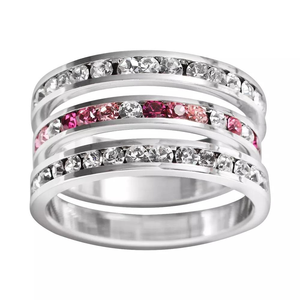 Traditions Jewelry Company Sterling Silver Crystal Eternity Ring Set, Womens White Team Blues Product Image