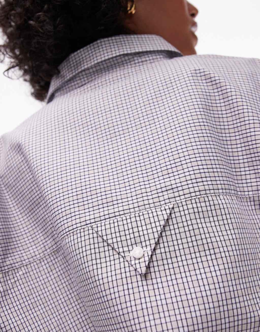 Topshop shirt in gray micro plaid Product Image