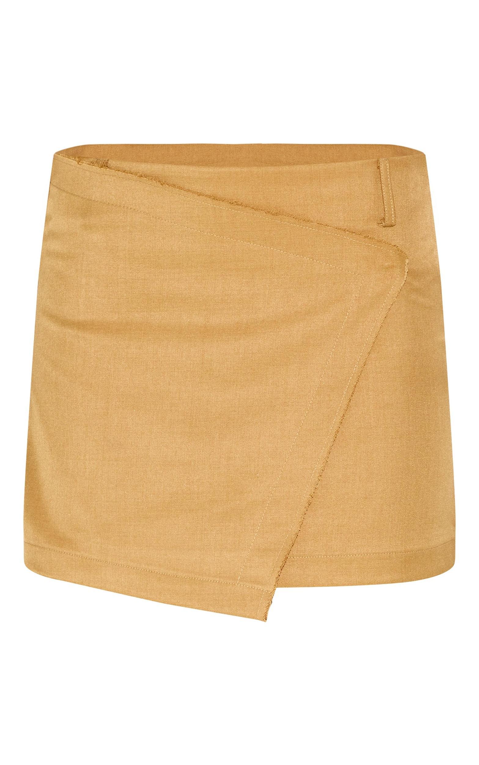 Olive Woven Raw Edge Detail Mini Skort Product Image