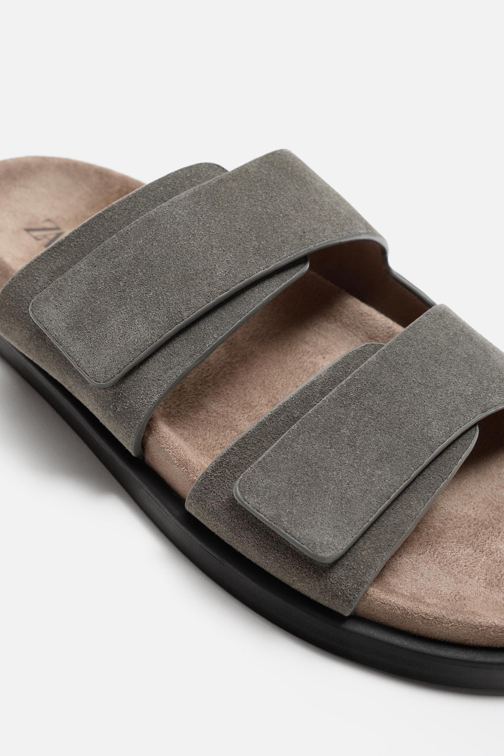 DOUBLE STRAP LEATHER SANDALS Product Image