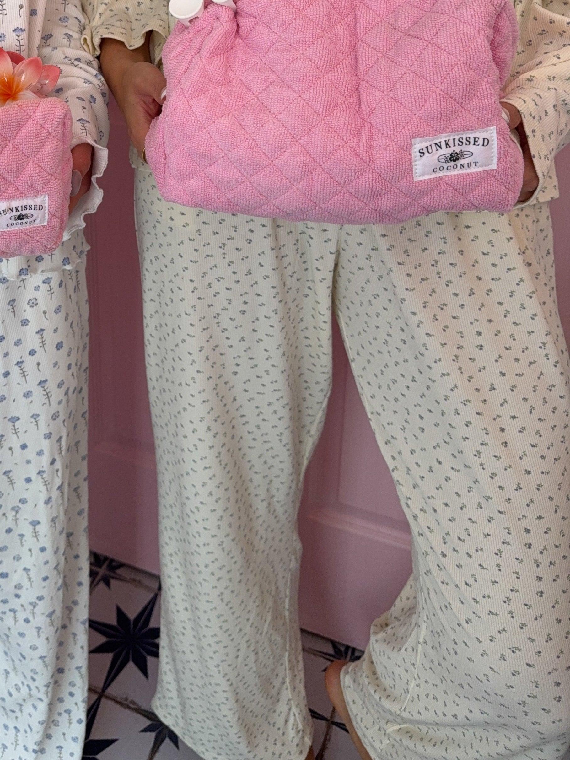 Pale Floral Long Sleeve Pajama Top Product Image