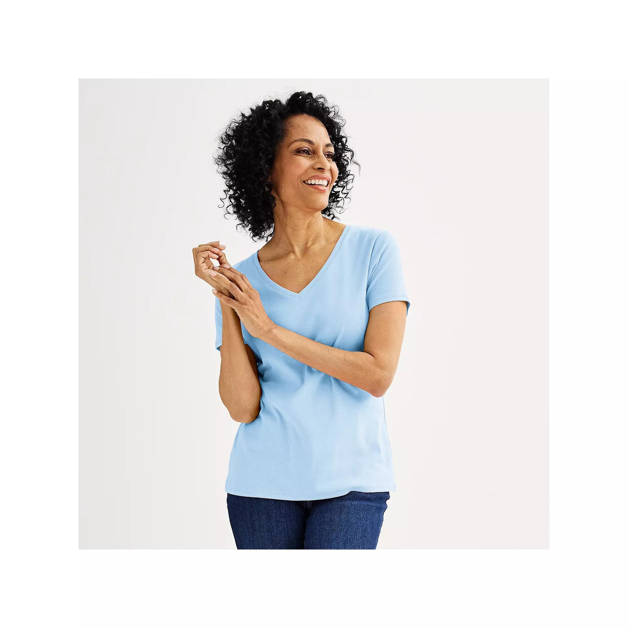 Women's Croft & Barrow® Essential V-Neck Tee, Size: Small, Clear Peri Product Image