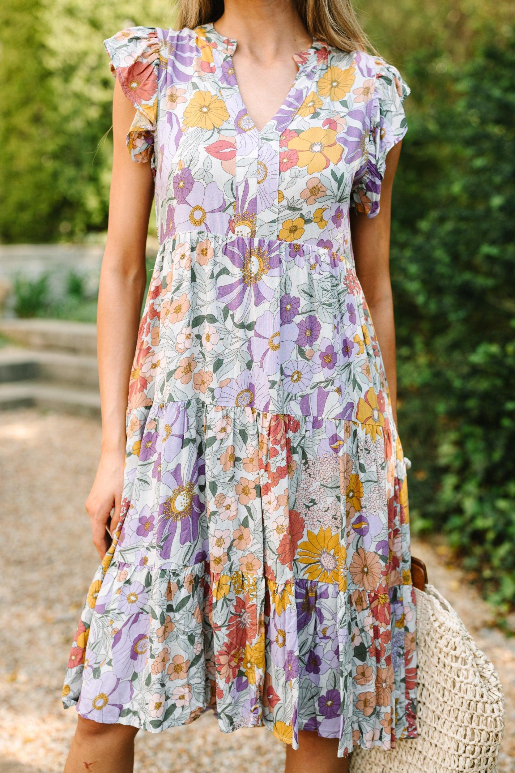 Make It Your Own Lavender Purple Floral Tiered Dress Female Product Image