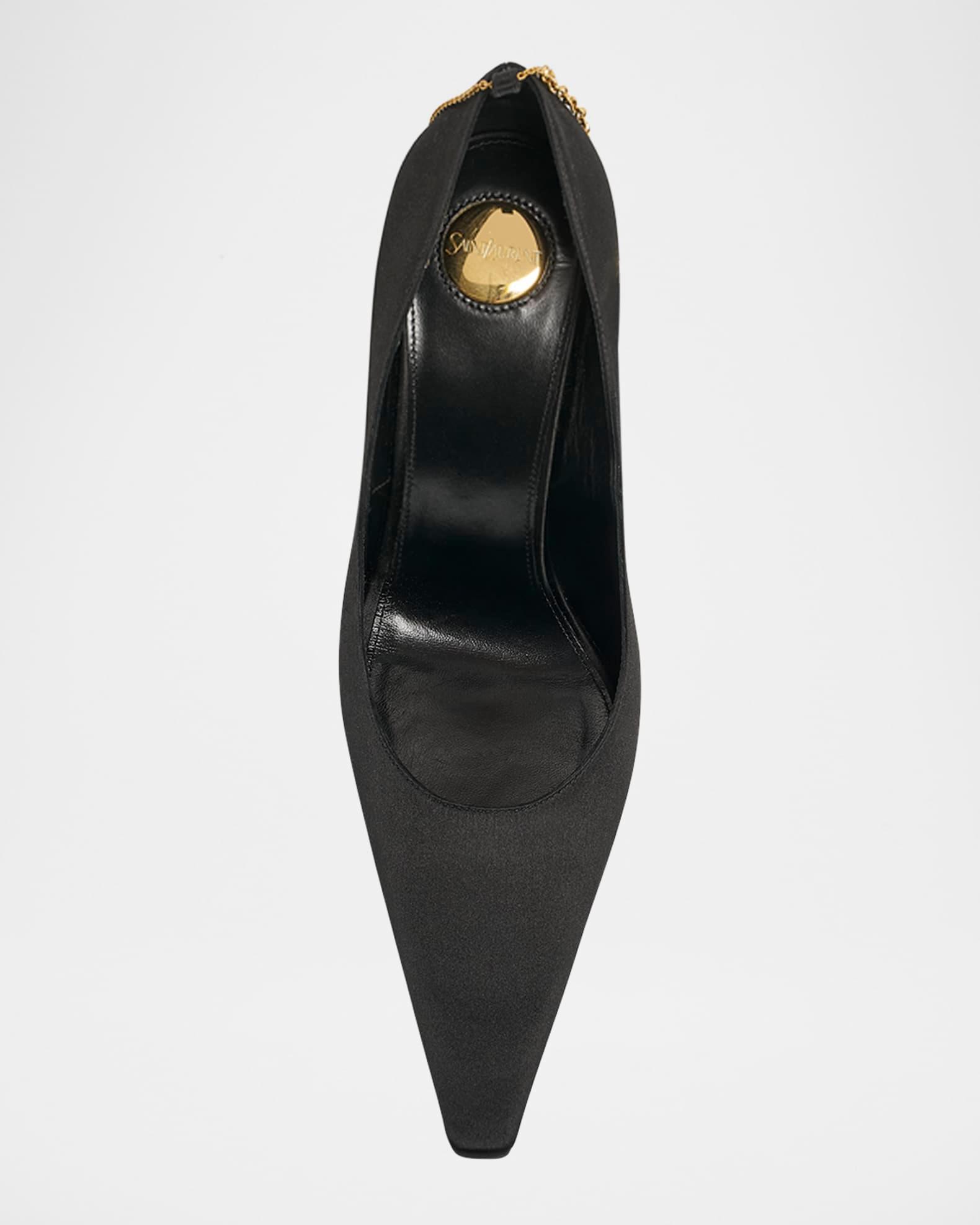 Satin YSL Ankle-Chain Pumps Product Image